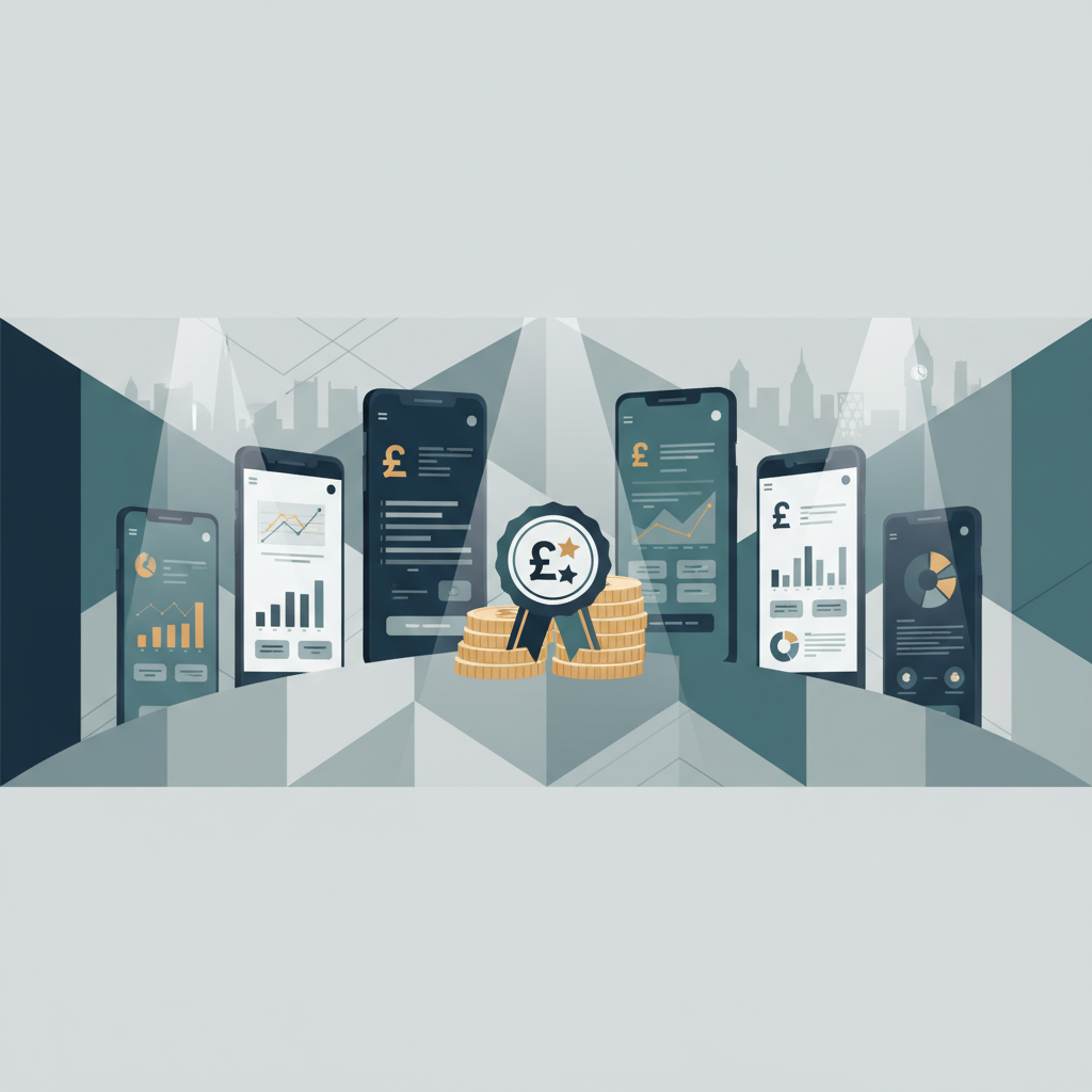 Multiple banking app screens showing business account dashboards