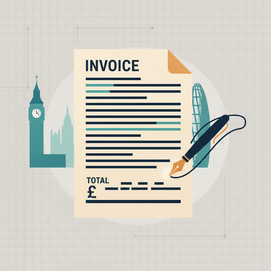 Professional invoice document on a desk with a pen