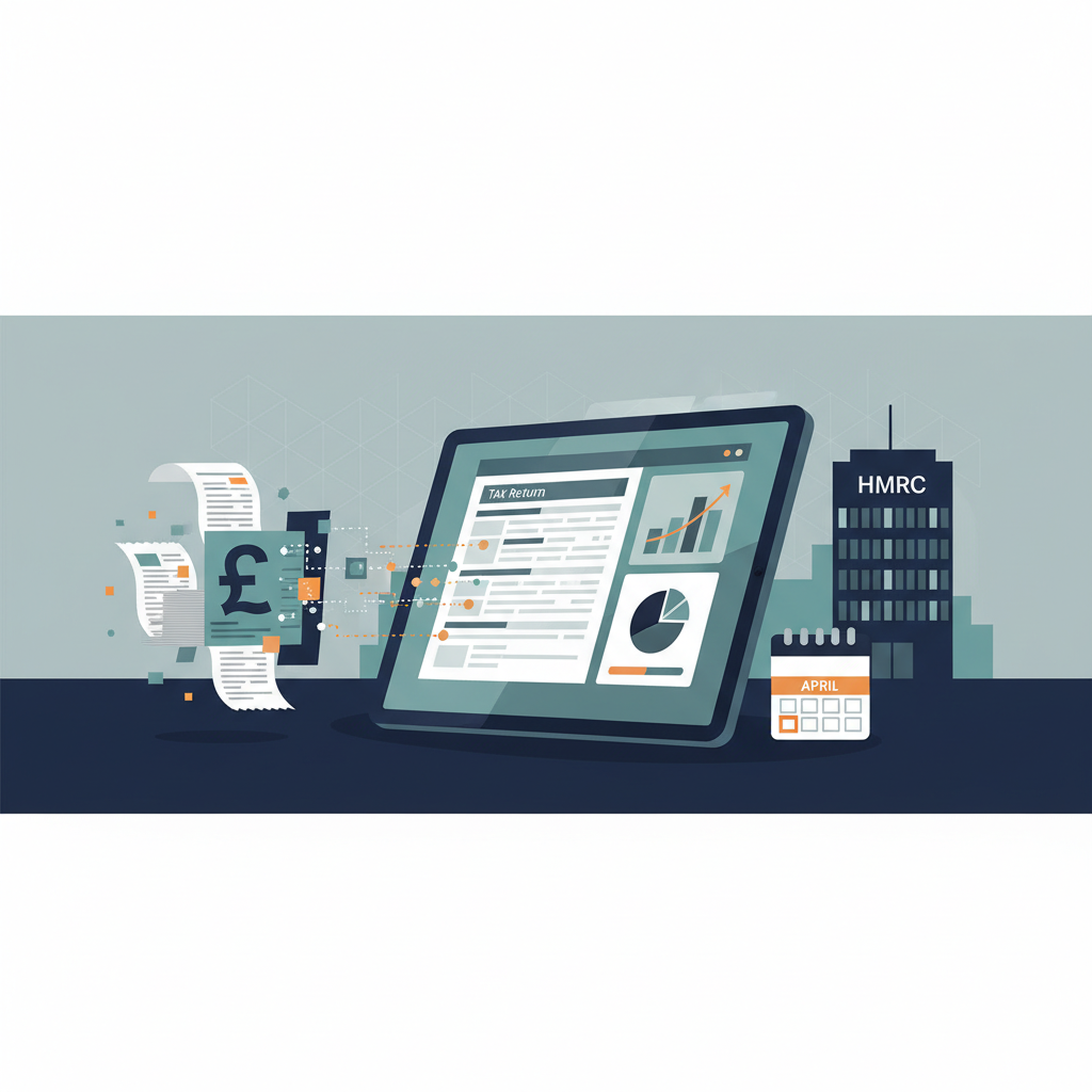 Digital tax return on a laptop screen with HMRC logo